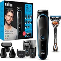 Braun MGK5280 9 en 1 - Máquina recortadora de barba- set de depilación corporal y cortapelos para hombre- color negro…